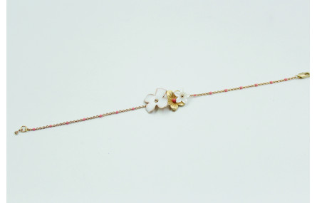 Pulsera con cadena oro mate y bola esmaltada blanc