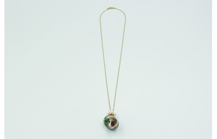 Collar de cadena de bolitas oro mate y colgante de