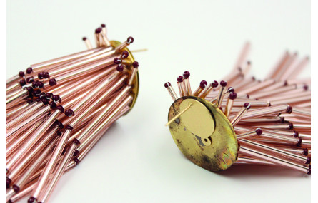 Pendientes cascada de tubos de cristal en tono cob