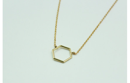 Solitario con hexágono en latón y cadena de eslabó