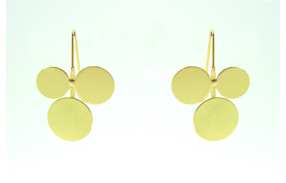 Pendientes sencillos con discos soldados en oro ma