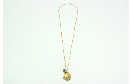 Solitario con cadena de eslabón pequeño oro mate c