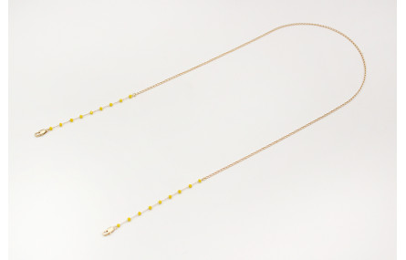 Cuelga mascarilla de cadena bolas facetadas amaril