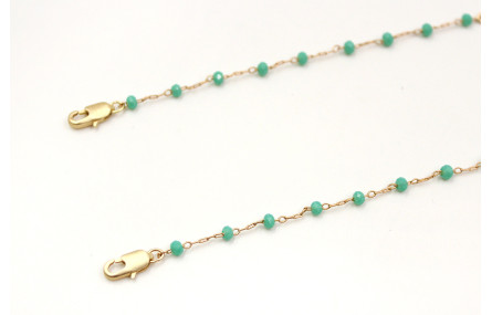 Cuelga mascarilla de cadena bolas facetadas turque