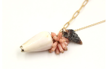 Collar 2 cadenas eslabones oro mate y colgante con