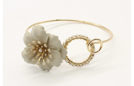 Pulsera doble aro oro brillo con flor con flor esm