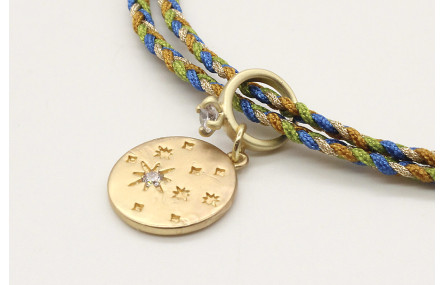 Pulsera trenza macrame verde oliva, marron, azul y