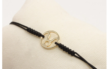 Pulsera nudo serpiente negro con signo del zodiaco