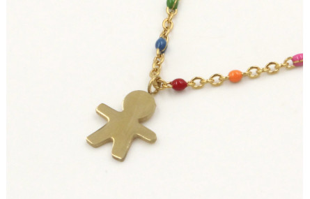 Collar cadena de acero inoxidable de bolitas esmal