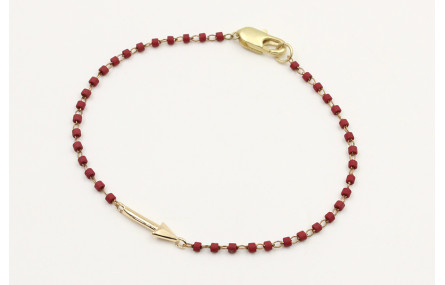 Pulsera cadena miyuki granate con flecha. Largo 17