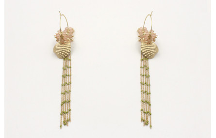 Pendientes aro oro mate con facetadas rositas, alm