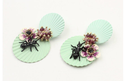 Pendientes discos ondulados turquesas con burruño