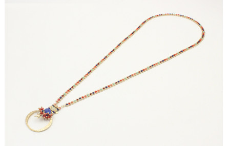 Collar de cadena de bolas de colores con semicircu