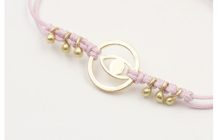 Pulsera hilo macrame lila con ojo de acero inoxida