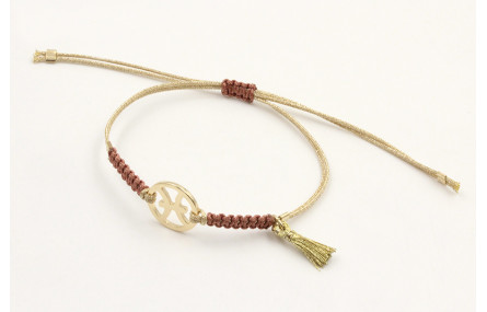 Pulsera hilo macrame oro palido con nudo oro rosa 