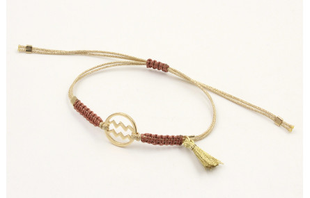 Pulsera hilo macrame oro palido con nudo oro rosa 