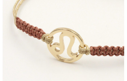 Pulsera hilo macrame oro palido con nudo oro rosa