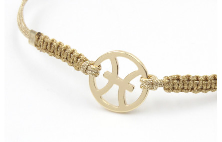 Pulsera hilo macrame oro palido con nudo dorado di