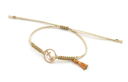 Pulsera hilo macrame oro palido con nudo dorado di