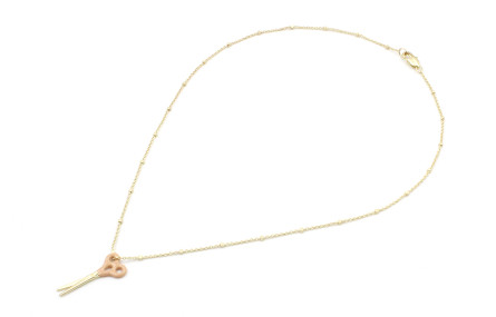 Collar cadena eslabón y micro bola oro mate con co