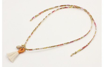 Collar lazo liberty flores verdes,rosas,coral con 