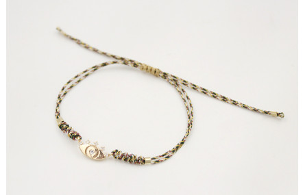 Pulsera hilo micro driza marrón,rosa,oro con ojo t