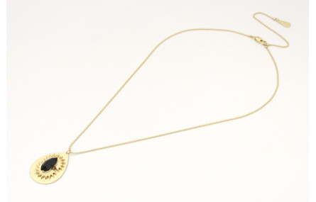 Collar cadena bola oro mate con colgante lagrima o