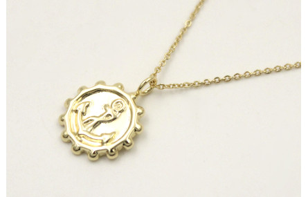 Solitario de acero inoxidable con cadena de eslabó