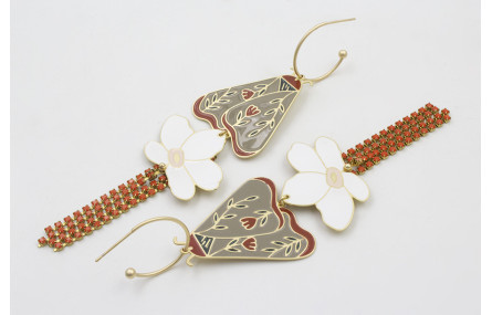 Pendientes aro con bolita dorado mate colgante pol