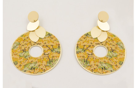 Pendientes perno ovalado dorado mate con mas ovalo