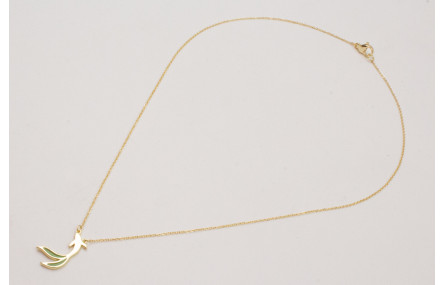 Collar ACERO cadena fina, pez de cola esmaltada ve