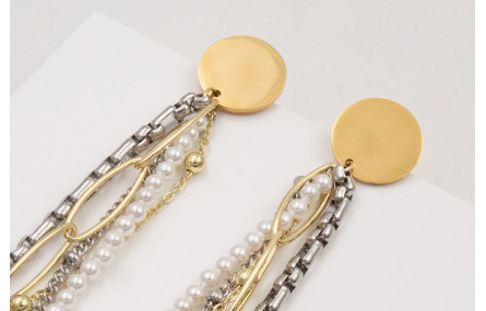 Pendientes ACERO de cadenas doradas y plateadas co