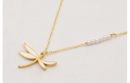 Collar solitario de ACERO con libelula esmaltada b