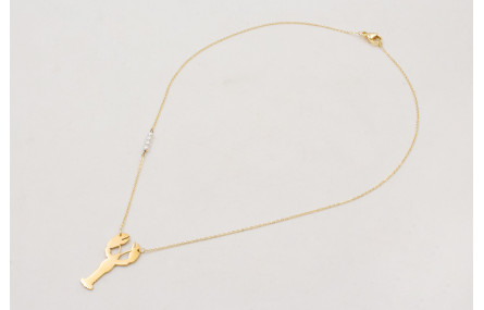 Collar solitario ACERO con langosta dorada y micro