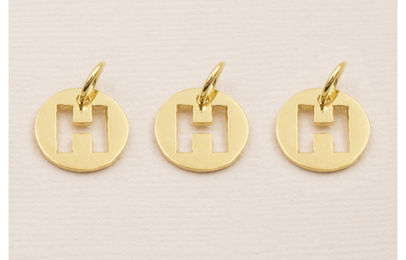 Colgante letra H 10mm Baño Oro 18K, 3Micras
