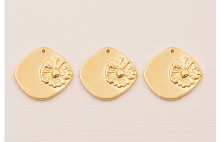 Colgante Rombo 18*16 Flor Baño Oro 3M 18K