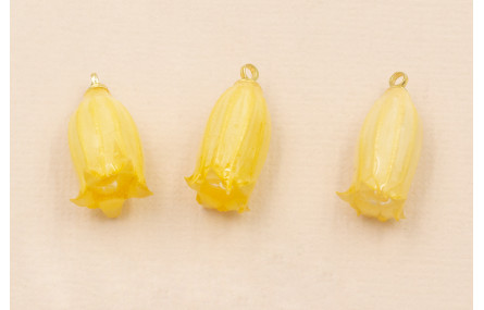Flor Natural Campanilla con Resina 23*10 Amarilla