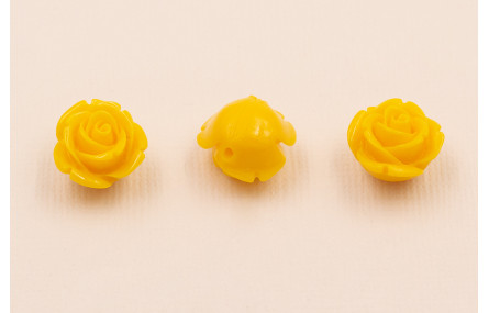 Flor Resina Coral Color Amarillo 12mm Diametro