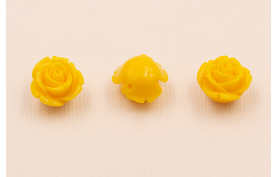 Flor Resina Coral Color Amarillo 12mm Diametro
