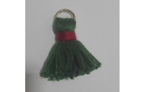 Pompon cordón grueso 25mm Verde-Rojo