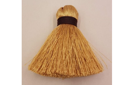 Pompón 60mm*15mm Beige y cordón Marrón