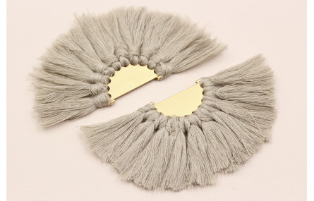 Semidisco de pompones 100*50mm  Dorado Gris