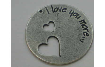 Chapita corazones 30mm Plata Vieja