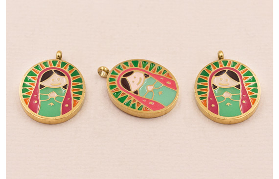 Colgante Virgen A.INOXIDABLE esmaltada 20*14mm