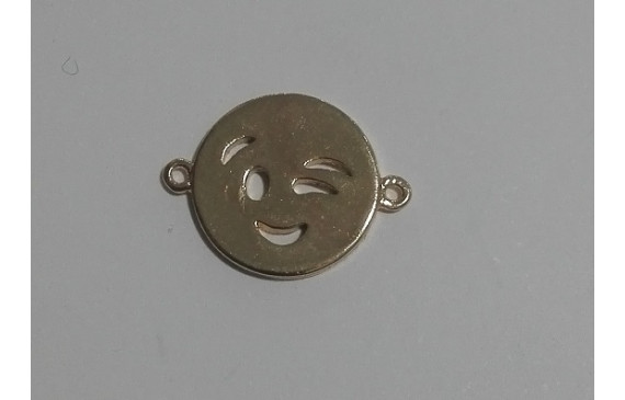 Emoticono guiño doble anilla 12mm Dorado