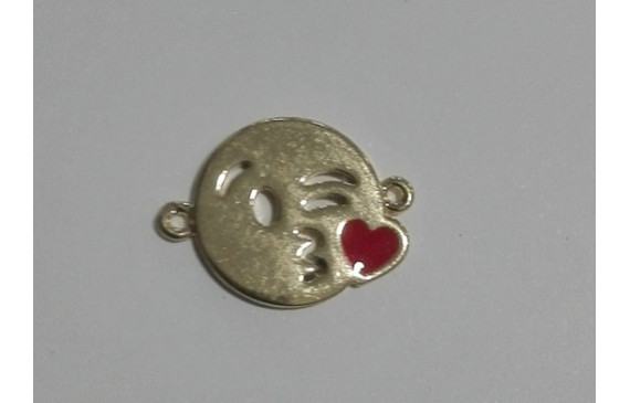 Emoticono Beso doble anilla 12mm Dorado