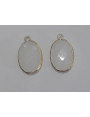 Pieza Ovalo cristal con metal 18*13mm blanco opal