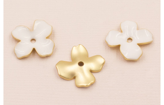 Pieza Flor 15mm esmaltada Blanca