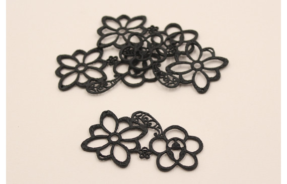 Conjunto 2 flores crochet 38.5*65 Negro Mate