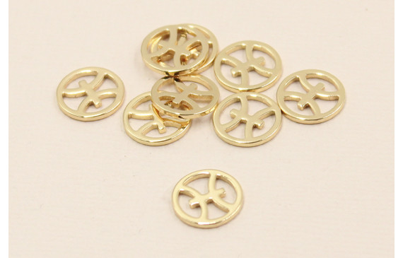 Disco 10mm signo Zodiaco Piscis Oro